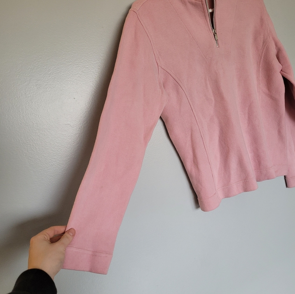 Tommy Bahama Women's Pink Quarter-Zip Sweater - Picture 3 of 10